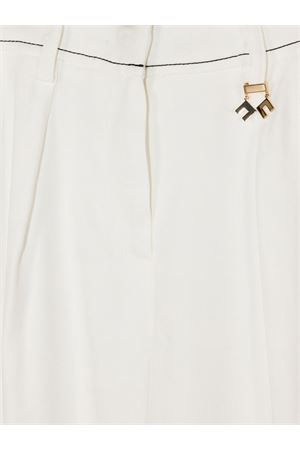 White linen-blend trousers ELISABETTA FRANCHI KIDS | EFPA32102LI0090004